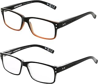Foster Grant mens Rowan 2-pack Reading Glasses Square Reading Glasses
