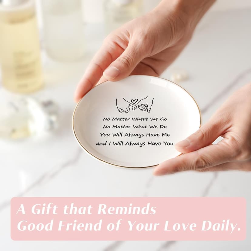 Best Friend Birthday Gifts for Women Ceramic Jewelry Dish, Long Distance Friendship Gifts for Women, Galentines Day Gifts for Friends Bestie Coworkers Classmates