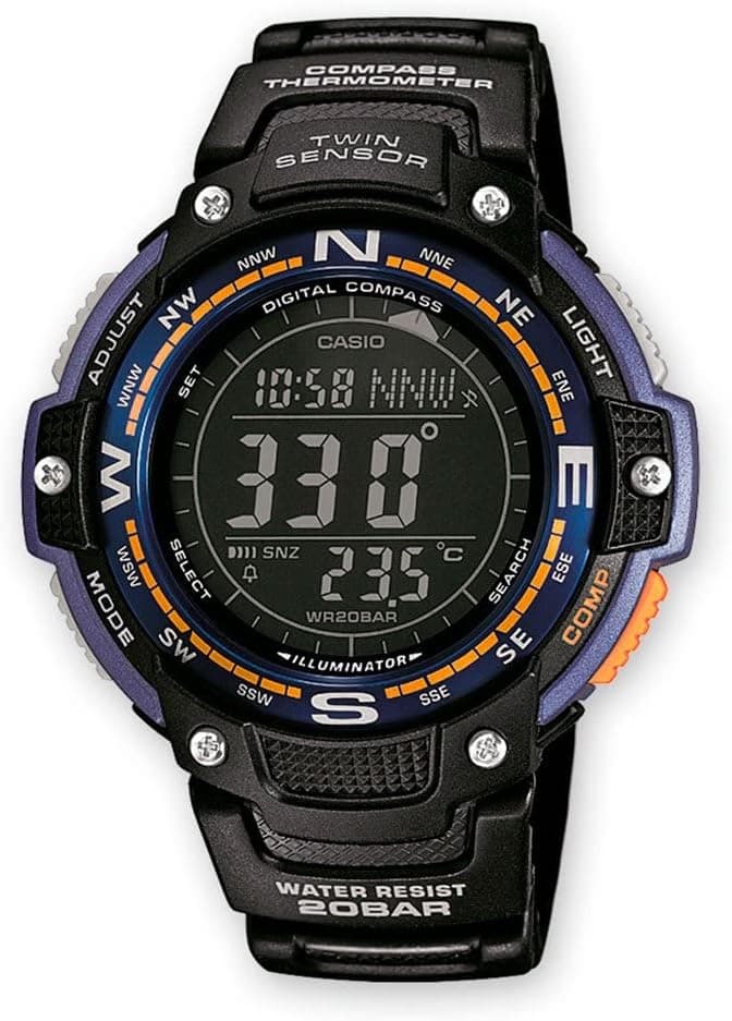 Casio SGW100 Series | Digital Watch & Compass | 200M WR | 100 SEC Stopwatch | Twin Sensor for Direction & Temperature | Low Temp Resistant | World Time | Auto Calendar | Multi Alarm