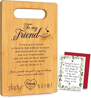 Best Friendship Birthday Gifts for Women Thank You Gifts for BFF Best Friend Kitchen Decoration Gifts for Bestie, Bamboo cutting board for Friend Christmas Gifts, Inspirational Quote Gifts from friend