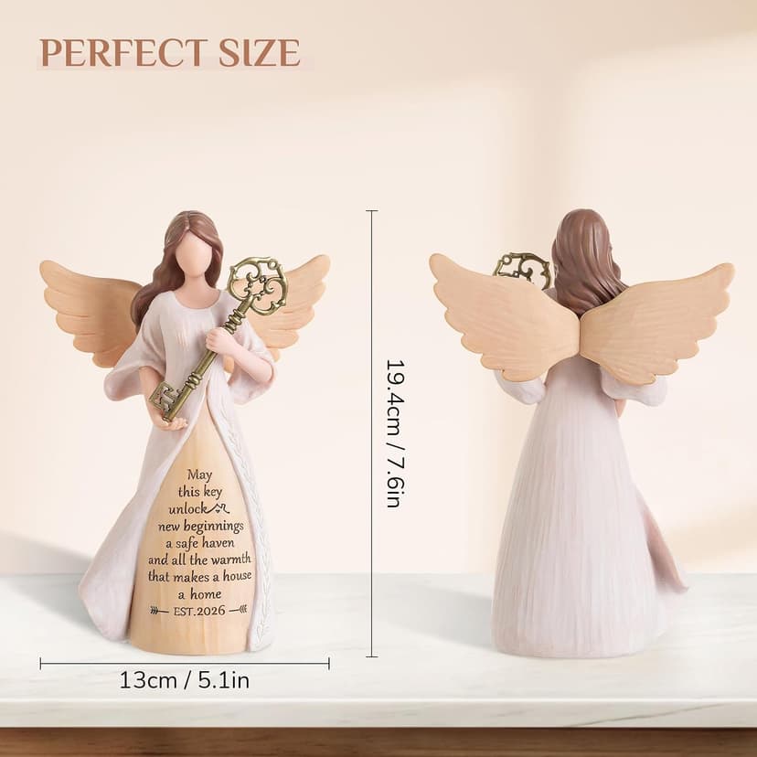 Handmade Resin with Gift-ready Package, Perfect Entryway Table Decor Symbolizing New Beginnings for Homeowner Women Friend Storieme Housewarming Angel Figurine, House Warming Gifts New Home B0G7Y6LMG4