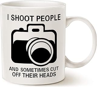 Funny Photographer Coffee Mug, I Shoot People and Sometimes Cut Off Their Heads Unique Gag Gifts for Photography Lover Cup White, 11 Oz