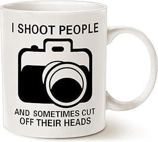 Funny Photographer Coffee Mug, I Shoot People and Sometimes Cut Off Their Heads Unique Gag Gifts for Photography Lover Cup White, 11 Oz
