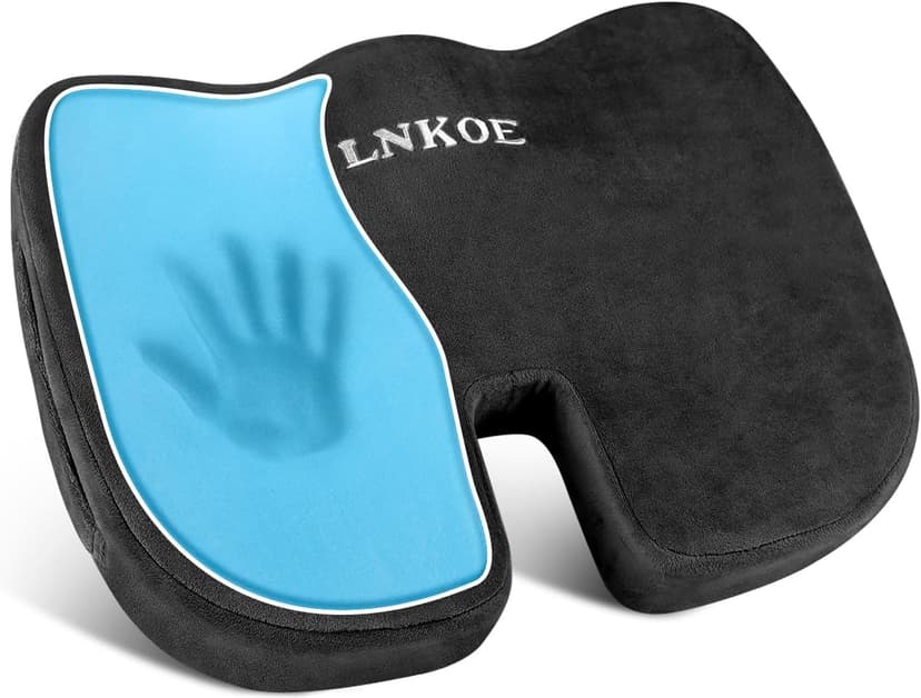 Gel Memory Foam Layer Wheelchair Cushion - Wheelchair Office Chair, Kitchen Chair, Car Seat - Pressure Pain and Tailbone Pain Relief - High Density Foam Base (Black)