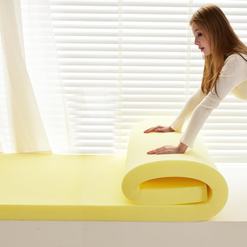 High Density Upholstery Foam Sheet, 1 x 16 x 79 Inch Yellow Polyurethane Padding, Cut-to-Size Cushion Replacement for Couch, Chair, Sofa, Bench & DIY Projects
