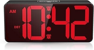 AMIR Digital Clock for Bedroom, Battery Powered Bedside Alarm Clock with 4 Adjustable Brightness, 3 Adjustable Volume, 12/24H, DST, Night Mode, Dual Alarm Desk Clock for Seniors, Kids, Teens