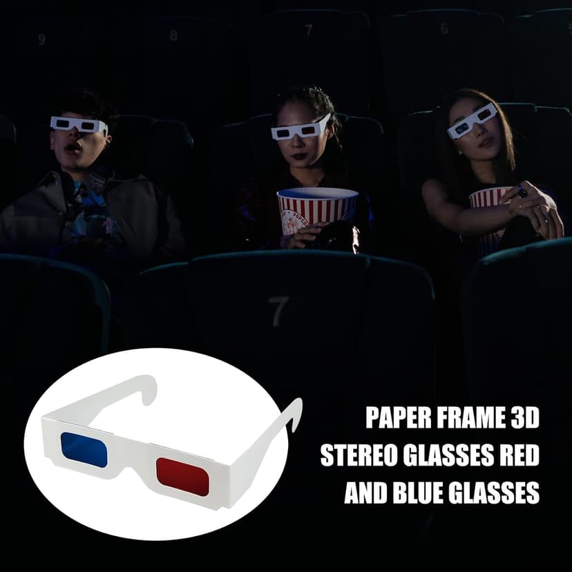 3D Paper Glasses for Movies and TV - Blue and Red Anaglyph Cardboard Glasses for Films