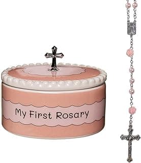 Girls My First Pink Rosary & Keepsake Box, Catholic Baptism Gifts for Baby Girl or Dedication Baptism Gifts for Girl or Kids