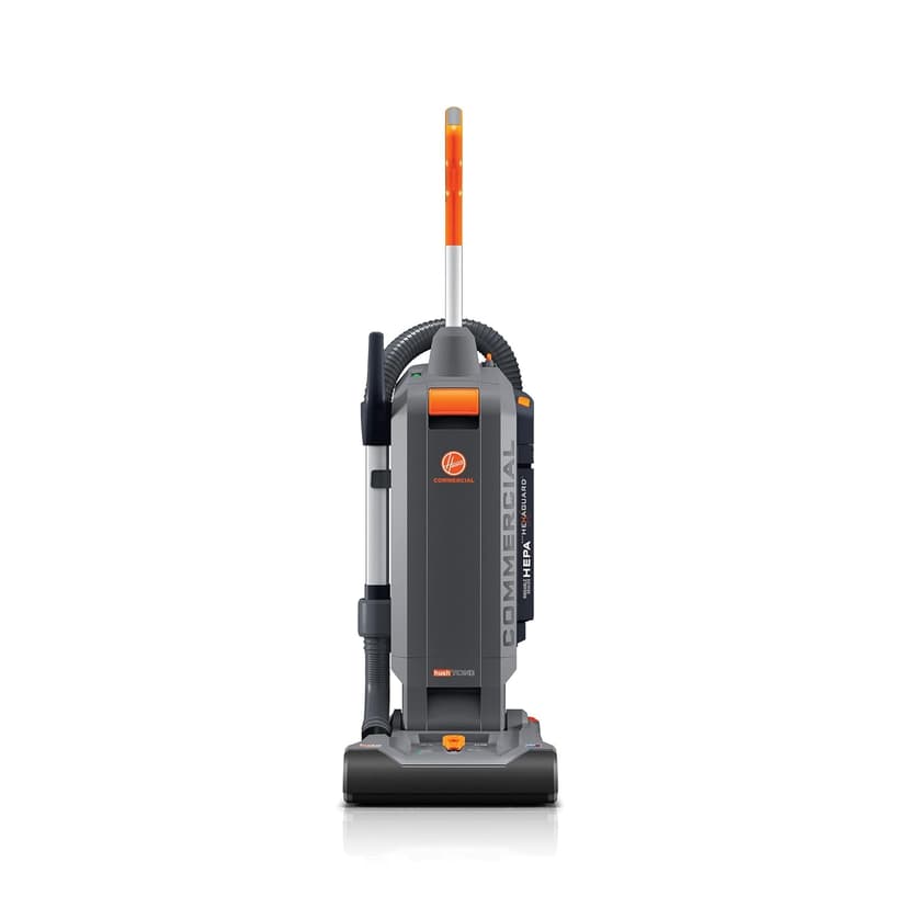 Hoover Commercial HushTone 13-Inch 2-Speed Upright Vacuum Cleaner with IntelliBelt, Quiet Bagged HEPA Filtered Professional Rated, 40-Foot Long Cord, CH54113, Gray/Orange