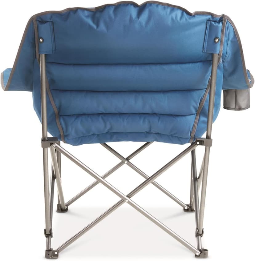 Guide Gear Oversized Extra Large Padded Camping Chair, Portable, Folding, Large Camp Lounge Beach Chairs for Outdoor, Adults, Men and Women, Heavy-Duty 400 Pound Capacity, with Cup Holder Blue