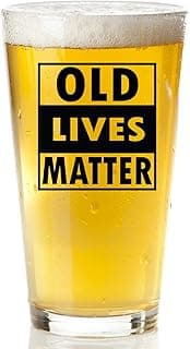 Old Lives Matter Beer Glass – Funny Gifts for Men, Dad, Husband or Grandpa – Gag Retirement Gift, Birthday Present (40th, 50th, 60th, 70th, 80th, 90th), Father’s Day or Christmas Stocking Stuffer”
