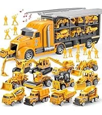 JOYIN Large Friction Powered Garbage Truck Toy Set, Includes 1 Dumpster, 3 Trash Bins, and 30 Learning Cards for Kids, Boy Toys Birthday Gift, Green B095XJDJ8V