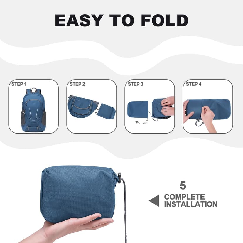 MIYCOO Backpack - Ultra Lightweight Packable Backpack for Travel Camping, 45L Hiking Back Pack Waterproof Foldable Daypack for Men Women Blue