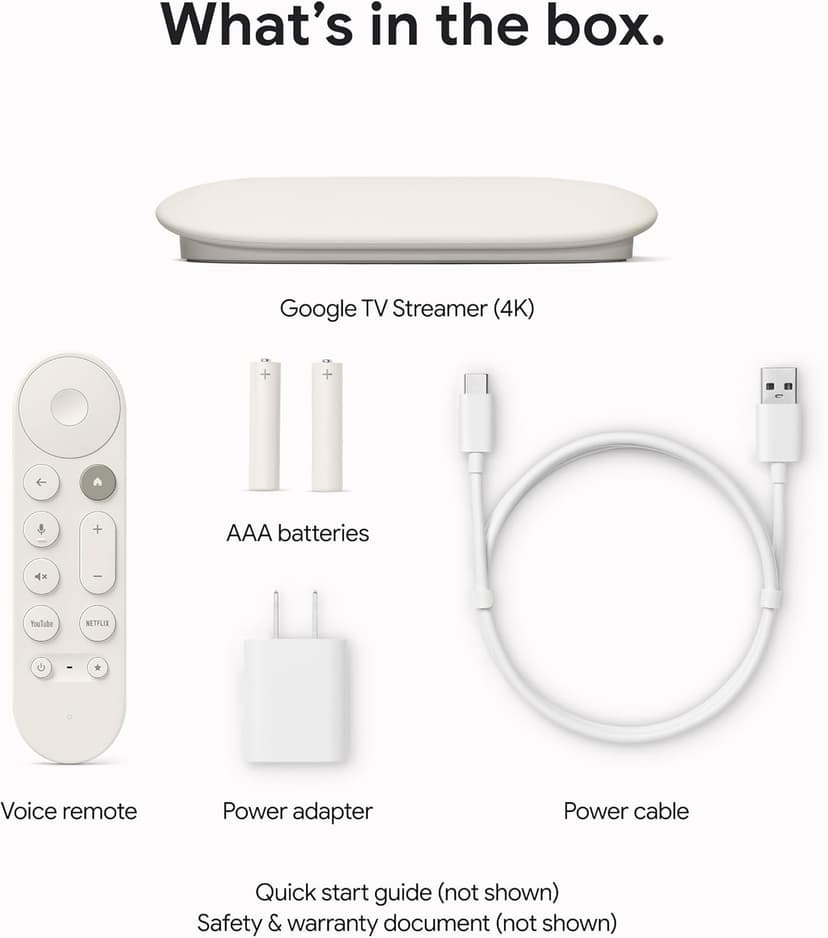 Google TV Streamer 4K - Fast Streaming Entertainment on Your TV with Voice Search Remote - Watch Movies, Shows, Live TV, and Netflix in 4K HDR - Smart Home Control - 32 GB of Storage - Porcelain