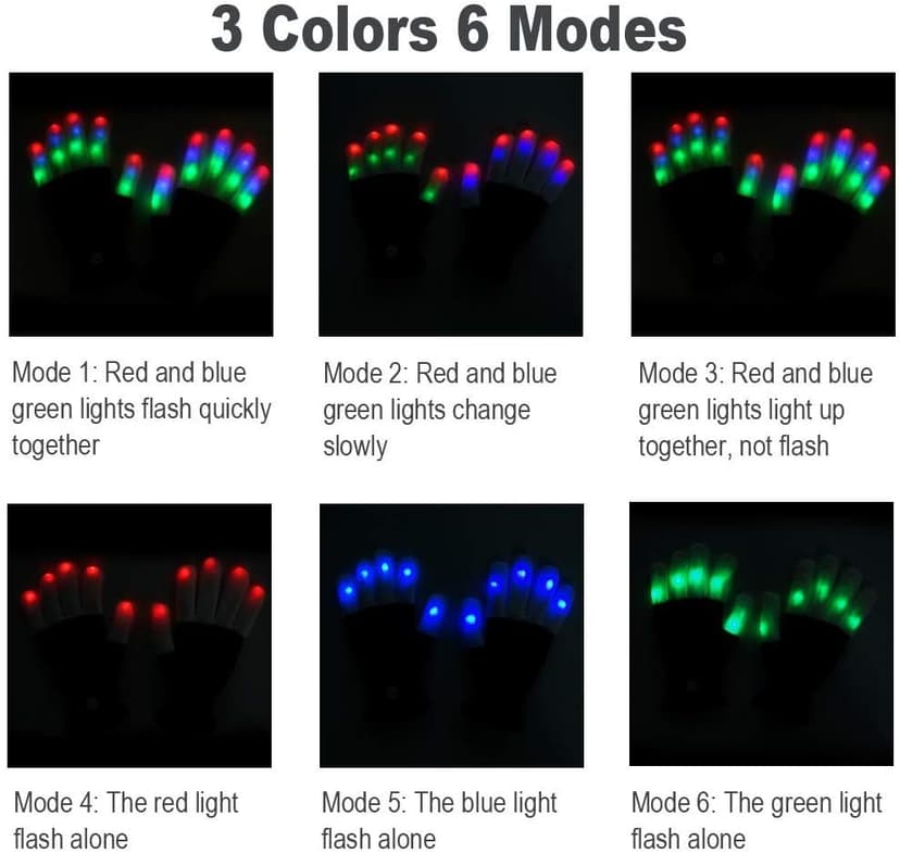 Luwint LED Light Up Rave Gloves for Adults & Teens, Flashing Party Accessories Gift Ideas​ for Halloween Christmas Dance