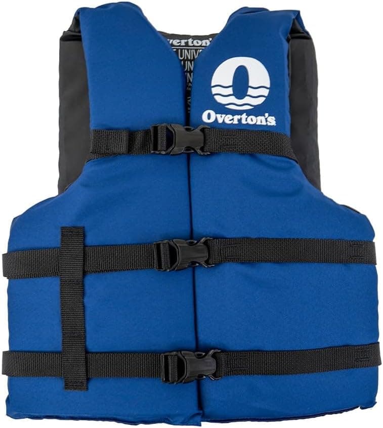 Overton's Universal Adult Life Jacket - Pack of 4, Nylon Shell with Closed-Cell Foam, Open Sides and Sturdy Belts, USCG Approved Type III, Fits Chest Sizes 30" to 52", Includes Zippered Storage Bag