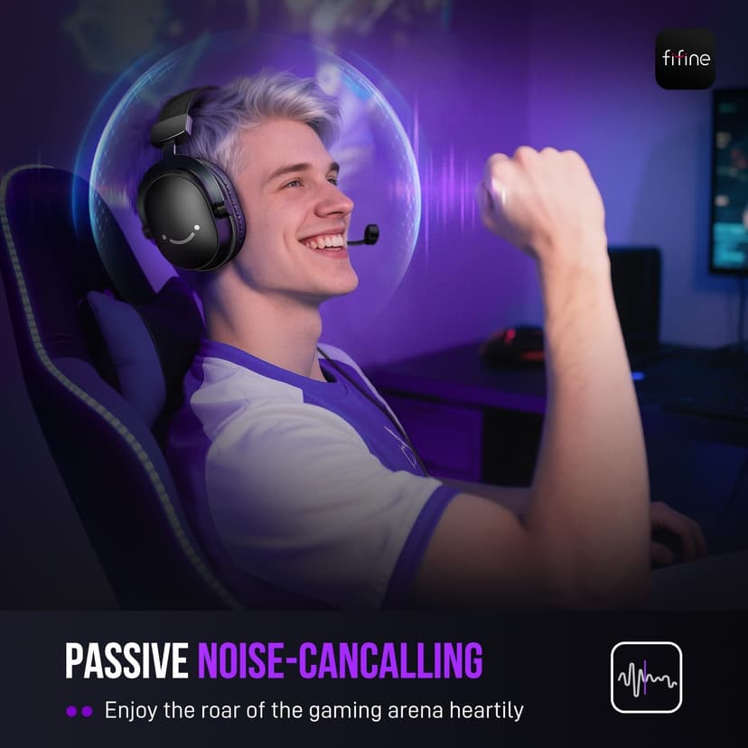 FIFINE Wired Gaming Headset, USB Headphone with 7.1 Surround Sound, Detachable Microphone, Control Box, 3.5mm Headphones Jack, Over-Ear Headset for PC/PS5/Xbox/Switch, Black-AmpliGame H9