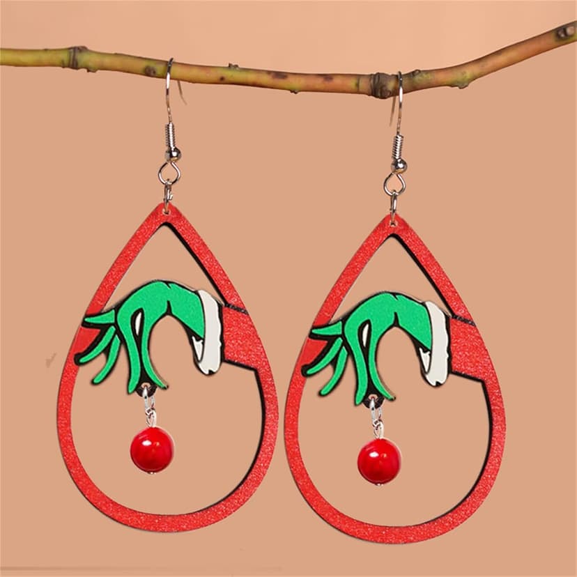 WCRAZYE Christmas Wood Earrings for Women Handmade Wooden Teardrop Dangle Earrings Christmas Xmas New Year Party Earrings Set Winter Holiday Jewelry Gift B0BNNNMHD4