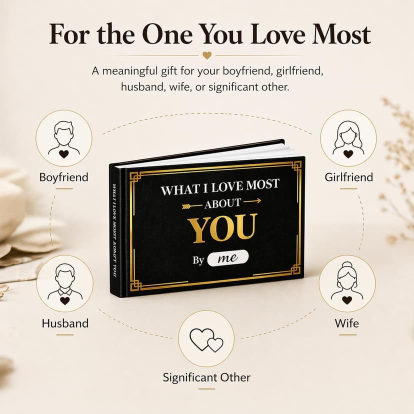 Husband, Girlfriend, Wife, Couples Gifts for Anniversary, Christmas & More - Valentine's Day Gift for Your Loved, 50 Prompt What I Love about You Book: Meaningful Gift for Boyfriend