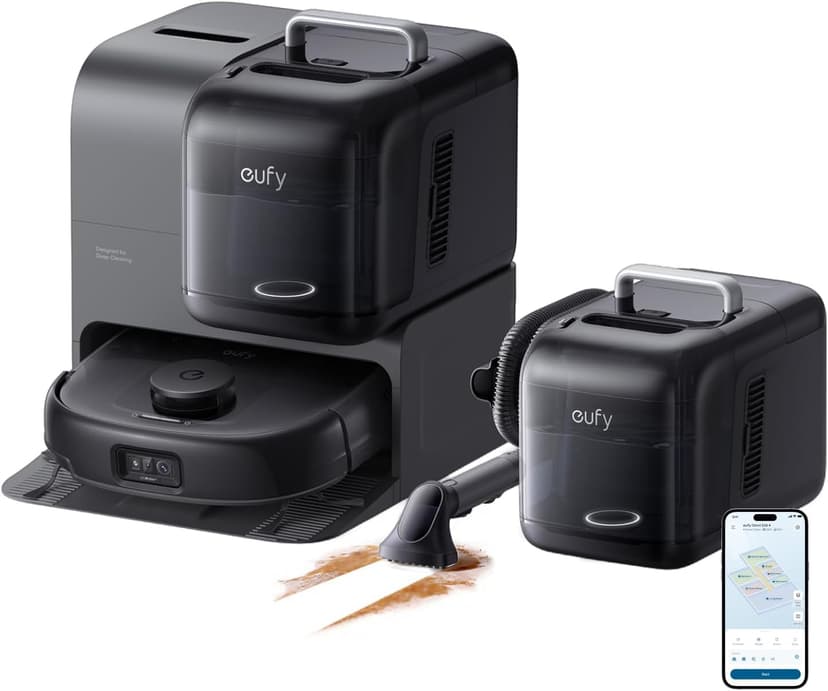 eufy Robot Vacuum E28, Portable Carpet for Deep Cleaning, HydroJet System with Roller Mop, All-in-One Robot Vacuum and Mop Combo, 20,000 Pa Suction, Zero-Tangling, Corner-to-Edge Cleaning (Upgraded)