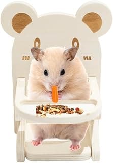 Handmade Wooden Hamster Dining High Chair - Small Animal Cage Accessories Habitat Decor House Photo Props - Small Animal Toys for Mice, Rat, Hedgehog, Rodents (Wood)