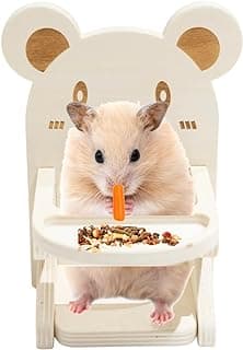 Handmade Wooden Hamster Dining High Chair - Small Animal Cage Accessories Habitat Decor House Photo Props - Small Animal Toys for Mice, Rat, Hedgehog, Rodents (Wood)