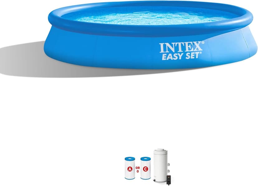 Intex 28131EH Easy Set Inflatable Swimming Pool Set: 12ft x 30in – Includes 530 GPH Cartridge Filter Pump – Puncture-Resistant Material – 1485 Gallon Capacity – 23in Water Depth