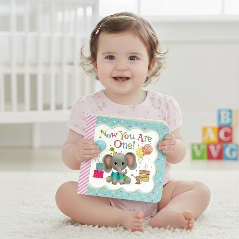 Now You Are One: Little Bird Greetings, Greeting Card Board Book with Personalization Flap, 1st Birthday Gifts for One Year Olds