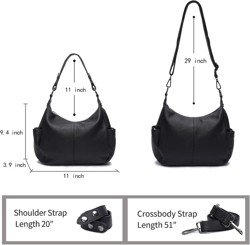 Dulcet Project Genuine Leather Purses for Women Hobo Crossbody Bags Casual Work Shoulder Bag with Adjustable Strap