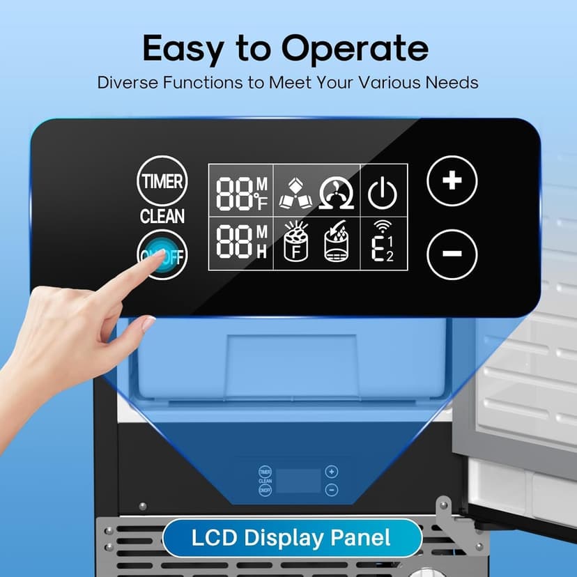 ICEPURE 15“ Under Counter Ice Maker, Built-in/Commercial Ice Machine with Drain Pump, 90 Lbs/24H, Auto-Cleaning, 24H Timer, 26Lbs Storage, Stainless Steel, Perfect for Commercial & Home
