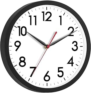 AKCISOT 12 Inch Wall Clock Silent Non-Ticking Modern Wall Clocks Battery Operated - Analog Classic Clock for Office, Home, Bathroom, Kitchen, Bedroom, School, Living Room(Black)