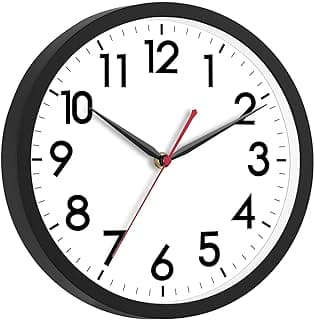 AKCISOT 12 Inch Wall Clock Silent Non-Ticking Modern Wall Clocks Battery Operated - Analog Classic Clock for Office, Home, Bathroom, Kitchen, Bedroom, School, Living Room(Black)