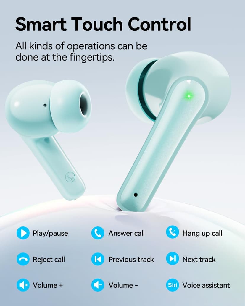 Wireless Earbuds, Bluetooth Ear Buds Headphones, 40H Long Playtime, Stereo Deep Bass, LED Power Display, IPX7, Lightweight in Ear Earphone with Mic for iPhone Android Phone