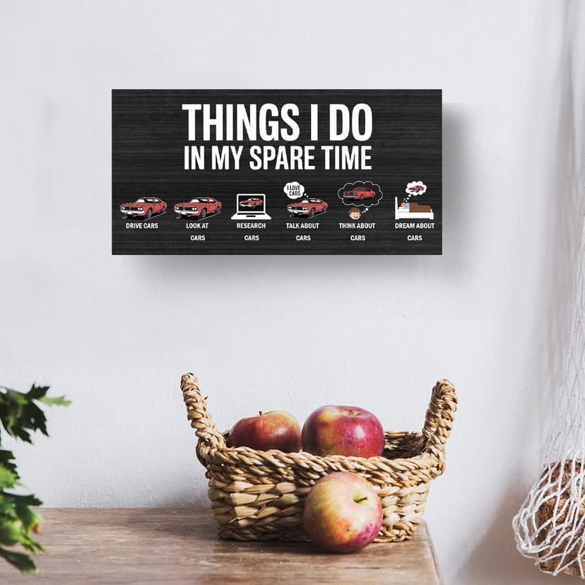 Things I Do In My Spare Time,Hanging Guy Car Enthusiast Wooden Signs, Office Wall Decor, Funny Humorous Home Decor Signs Suitable For Gifts To Colleagues And Friends 12 x 6 inch B0FT2J18CB