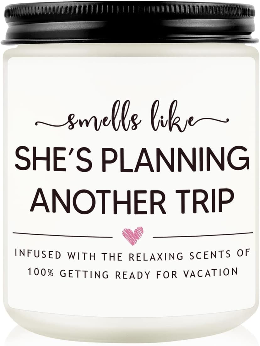 Cool Gifts for People Who Travel, Birthday, Vacation, Christmas Gift for Traveler Women Friend, 50Hr Burn, 7oz Soy Wax Candle Travel Gifts for Women, Funny Travel Lover Candle, Lavender Scent B0DGBQ1H1B