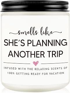 Cool Gifts for People Who Travel, Birthday, Vacation, Christmas Gift for Traveler Women Friend, 50Hr Burn, 7oz Soy Wax Candle Travel Gifts for Women, Funny Travel Lover Candle, Lavender Scent B0DGBQ1H1B