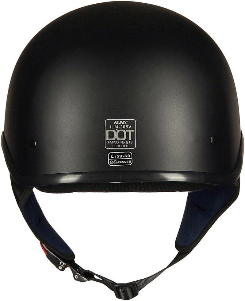 ILM Half Helmet Motorcycle Open Face Sun Visor Quick Release Buckle DOT Approved Cycling Motocross Suits Men Women 205V (M, Matt Black)