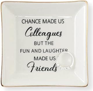 HOME SMILE Colleague to Friend Gifts for Women Jewelry Tray- Retirement Leaving Farewell Appreciation Birthday Christmas-Chance Made Us Colleagues,But The Fun and Laughter We Share Made Us Friends B08DLMDMYG