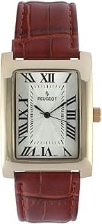 Peugeot Men’s Vintage Tank Shape 14K Gold Plated Wrist Watch with Roman Numeral Dial