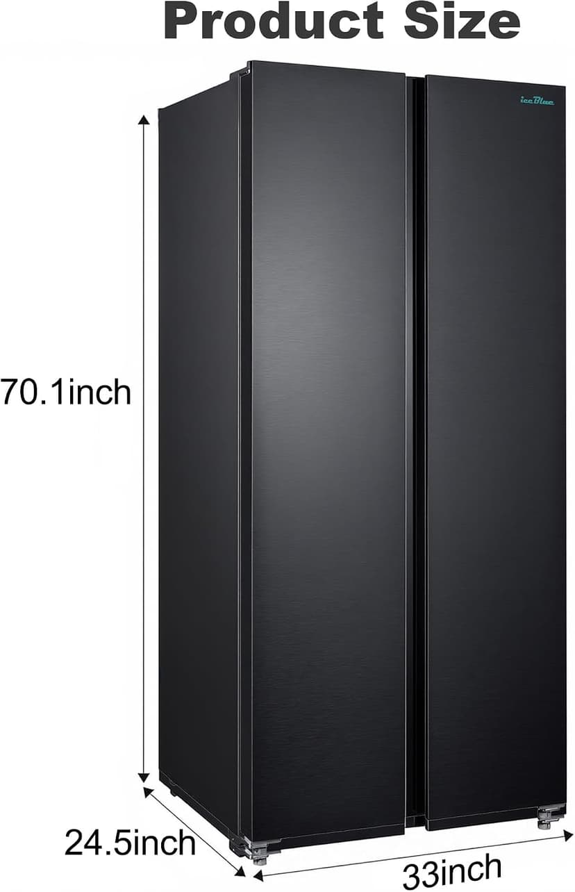 Iceblue 15.6 Cu.Ft. Side-by-side Refrigerators, 33" Full Size Refrigerator, Zoning Temperature Control Beverage Refrigerator with Freezer, Frost Free Beverage Fridge - Black Stainless Steel