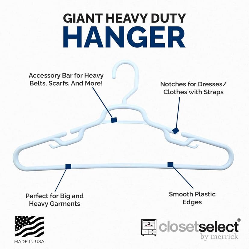 19" XL Plastic Hangers, Giant Heavy Duty Hanger, Merrick, XL Hanger, 36
