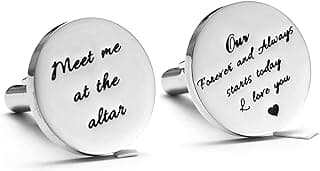 Melix Home Stainless Steel CuffLinks for Men Groom Meet Me at The Altar Wedding Gifts Cuff Links