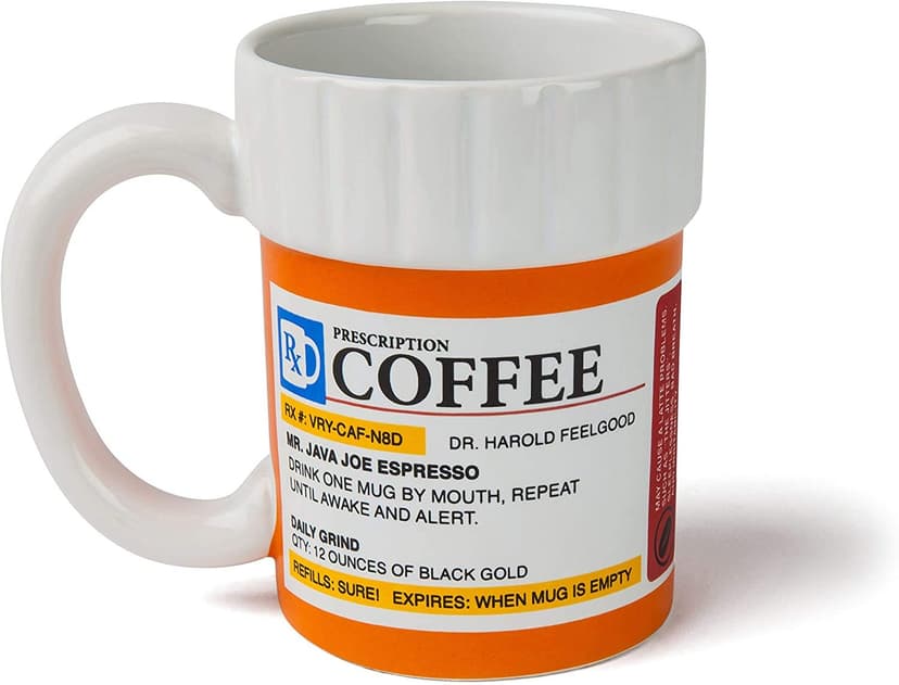 BigMouth Inc. Prescription Coffee Mug - Large Funny Prescription Coffee Cup - Unique Pharmacy Gifts - Hilarious Novelty and Gag Gifts for Doctor - Dishwasher-Safe Ceramic Pill Bottle Coffee Cup - 12oz B0085MQPSG