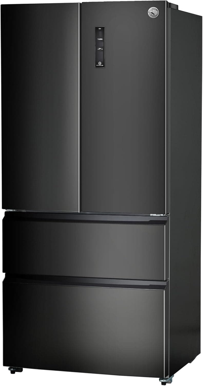 Commercial Cool 18.9 Cu. Ft. French Door Refrigerator, 33 Inch Wide Refrigerator with 2 Bottom Mount Freezer Drawers, Frost Free, LED Lighting, Digital Temperature Control, CCRF1890KB, Black