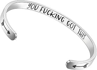 TONY & SANDY Inspirational Bracelets for Women Teen Girls Personalized Gifts for Daughter Granddaughter Mom Sister Friends Stainless Steel Engraved Cuff Birthday Easter Christmas B07T7GZ3Y7