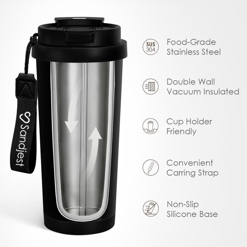 Grandpa Gift from Kids, Stainless Steel 2-in-1 Lid Coffee Tumbler 18 oz, Best Grandpa Ever Insulated Travel Mug for Men Granddads Grandfathers, Gift Idea for Birthday Christmas Fathers Day Retirement B0G4C5VMCR