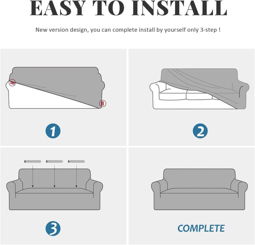 ANARACHON Sofa Cover, Couch Covers for Leather Couches, Stretch Sofa Covers with Leather-Like Texture, Washable, Non-Pilling, Non-Slip 1-Piece Couch Cover for Dogs, Cats and Kids (Sofa, Brown)