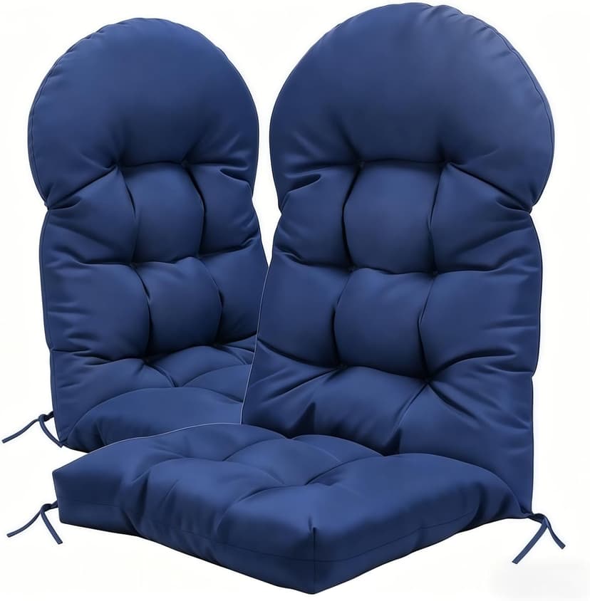 High Back Patio Chair Cushion, Outdoor Adirondack Chair Cushion Thick Seat Pad, Indoor Outdoor Chair Pad for Garden Furniture, 49x20x5 Inch, 2Pack (Blue)