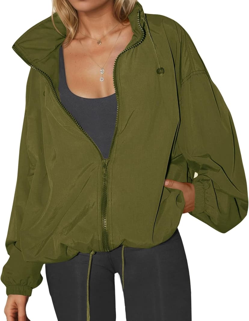 Yousify Womens Waterproof Rain Jackets Lightweight Zip Up Raincoat Outdoor Hiking Hooded Windbreaker with Pocket