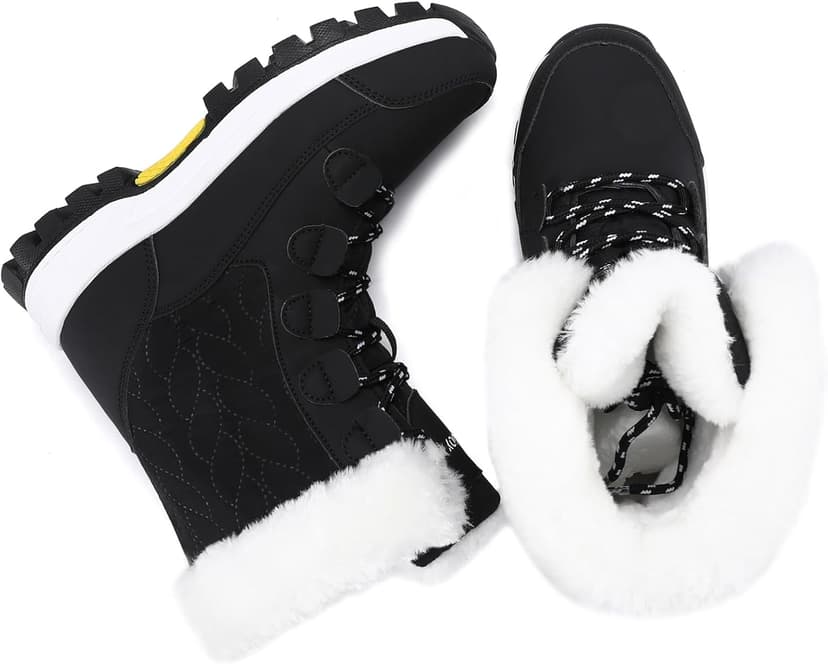 COOJOY Womens Waterproof Winter Snow Boots Warm Shoes Furry Mid Calf Lightweight Walking Hiking Booties